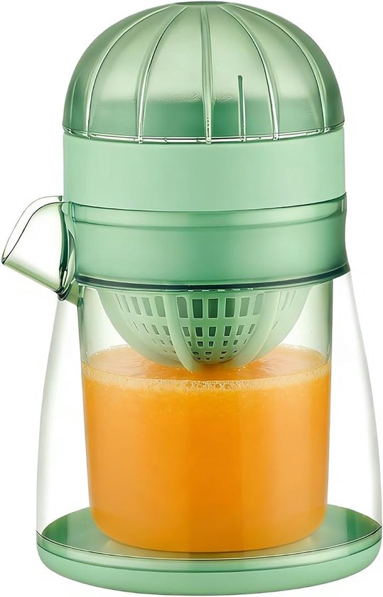 Handmatige sapcentrifuge - Citrusknijper - Fruitpers - Sinaasappelpers - Draagbare - met maatbeker - voor citroenen, limoenen, druiven, sinaasappels - groen