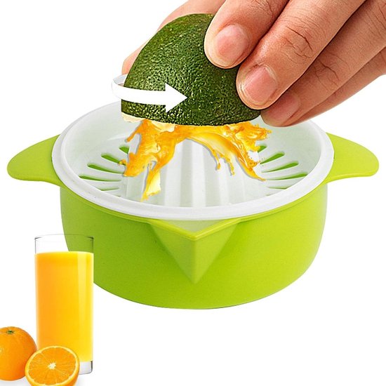 Handmatige Sapcentrifuge - Citruspers Fruitpers - Sap Maken - Met Zeef - 15.5 x 8.5 cm - Groen