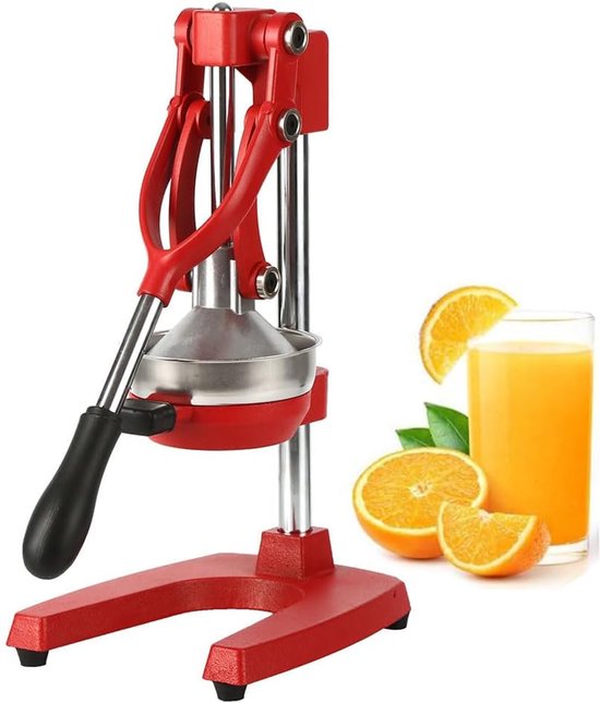 Handmatige Sapcentrifuge - Fruitpers - Citrus Sappen - Zware Gietijzeren Basis - 39x22x17cm - Rood