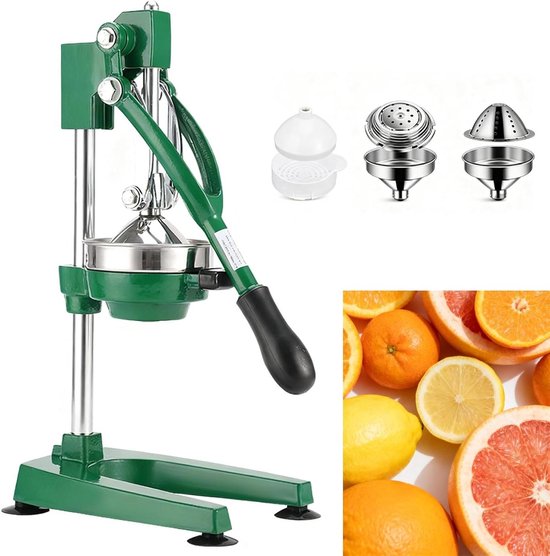 Handmatige Sapcentrifuge - Fruitpers - Verse sappen maken - Duurzame zuignapbasis - 49 cm hoog - Groen