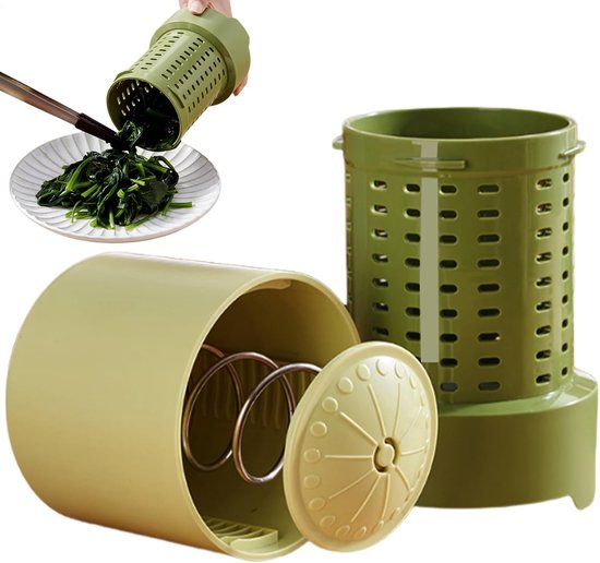 Handmatige Sapcentrifuge - Keuken Perser - Salade Groente Fruit - Efficiënte Vochtverwijdering - 16x12x16 cm - Groen van Merkloos