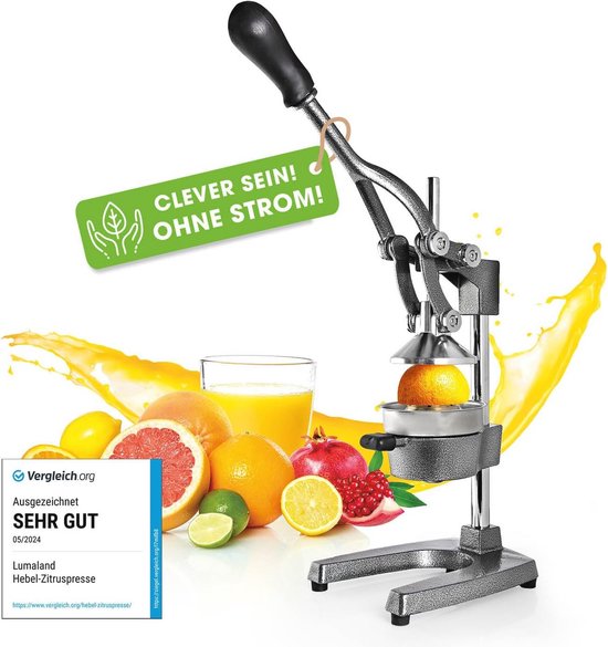 Handmatige Sapcentrifuge voor Citrusvruchten - Roestvrijstalen Sinaasappelpers voor Hoogwaardige Sapextractie - Vaatwasmachinebestendig & Efficiënt