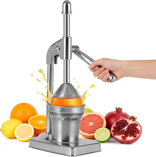 Handmatige sappers, roestvrij staal, handmatig bedienbare citruspers, XL sinaasappelpers, professionele fruitpers, citroenpers, sappers onderhoudsvrij en krachtig