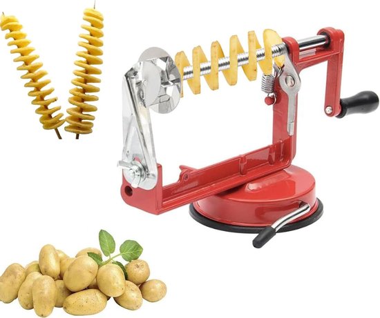 Handmatige spiraalsnijder voor groenten en fruit, roestvrijstalen lemmet met antislip greep, ideaal voor het snijden van aardappels en andere groenten