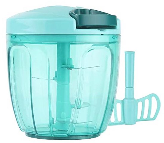 Handmatige Voedsel Groente Chopper met 5 Blades - Eenvoudige Knoflook Crusher en Smoothie Blender, 900ml van Merkloos