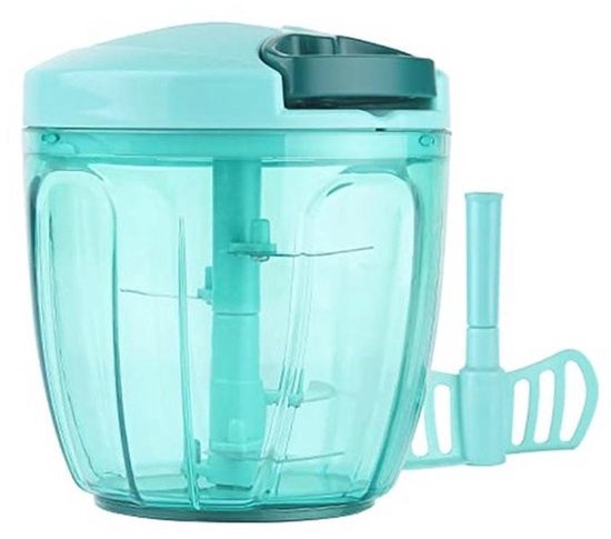 Handmatige Voedsel Groente Chopper met 5 Blades - Eenvoudige Knoflook Crusher en Smoothie Blender, 900ml