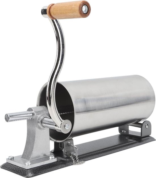 Handmatige worstvuller van roestvrij staal - 3 liter - horizontale vulmachine - robuuste basis - worstmaken . van Merkloos