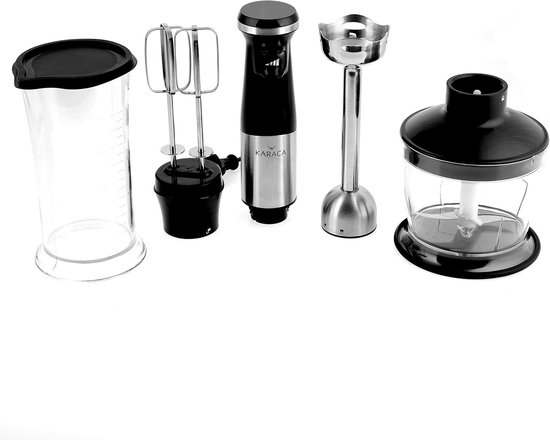 Handmixer 1000 Watt met 4 Messen, Chopper en Dubbele Garde, 800 ml en 500 ml Mengkommen, Turbo Functie van Merkloos