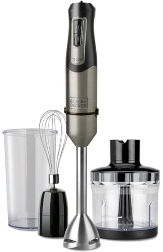 Handmixer 1200 W met 20 snelheden en turbo, roestvrijstalen messen, spatwaterdicht en ergonomisch design van Merkloos