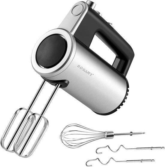 Handmixer 3-in-1 - Keukenmixer Apparaat - Bakken en Koken - 800 Watt Kracht - 16B x 19H cm - Zilver Zwart van Merkloos