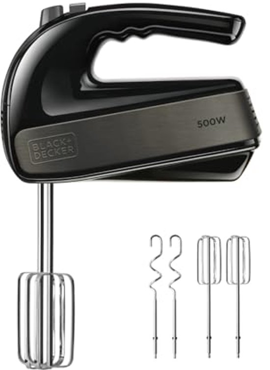 Handmixer 500W met 5 Snelheden en Turbofunctie | Ergonomisch Ontwerp | RVS Gardes & Deeghaken van Merkloos