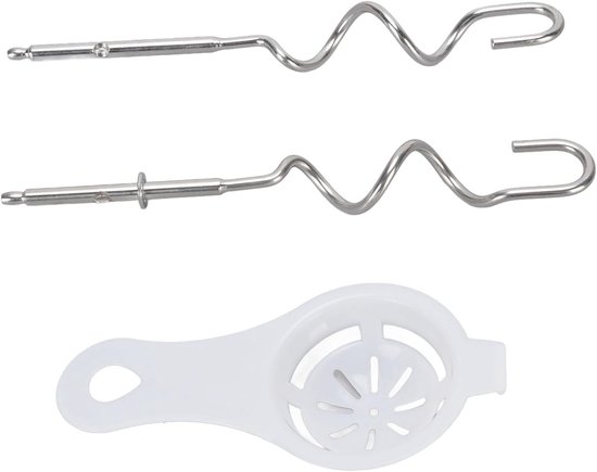 Handmixer Accessoires - Deeghaken Mengset - Bakken Maken - Roestvrij Staal Voedselkwaliteit - 15x5x8cm - Zilverkleurig van Merkloos