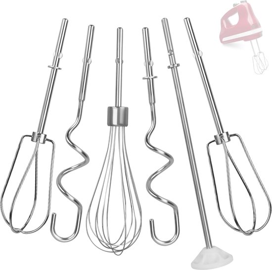 Handmixer Accessoires - Garde Deeghaken - Bakken en Koken - Roestvrij Staal - 22.5 x 7.7 cm - Zilver van Merkloos