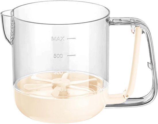 Handmixer Beslagkom - Eierklopper Slagroom - Bakken Keuken - Handmatig Compact Ontwerp - 16 cm Hoog - Beige