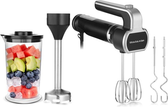Handmixer Blender - Keukenmachine Mixen - Eten Bereiden - 2-in-1 Ontwerp - 600 Watt - Zwart van Merkloos