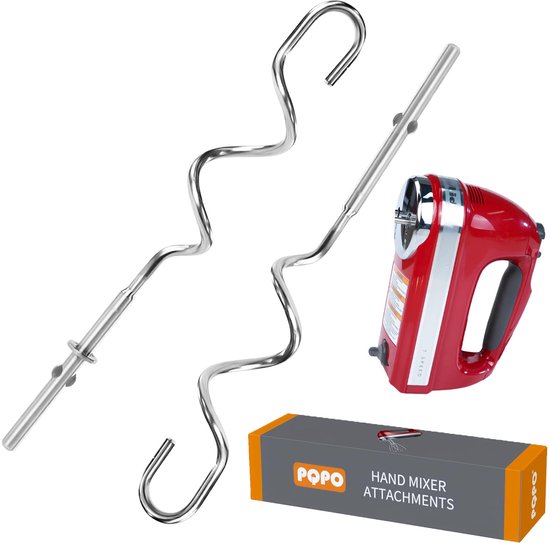 Handmixer deeghaak 2 stuks - roestvrij staal - vervangende hulpstukken - perfect voor deegmixen - ShopVlot