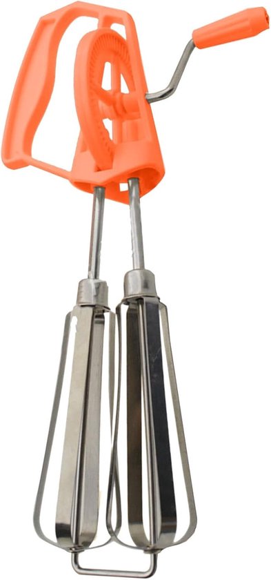 Handmixer - Eierklopper - Bakken en Klaren - Dubbele roestvrijstalen koppen - 10.9 x 13.8 cm - Oranje