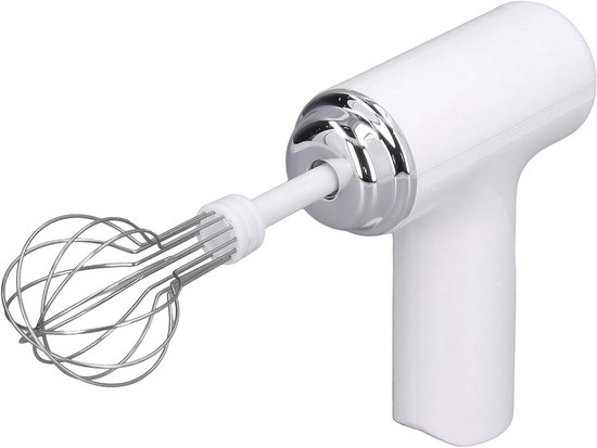 Handmixer Eierklopper - Draadloze Garde - Cremes Kloppen - 3 Snelheden - 2 Gardes - Wit