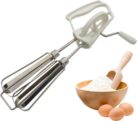 Handmixer - Eierklopper - Efficiënt Bakken - Dubbele Mengkoppen - 25x6.7 cm - Wit