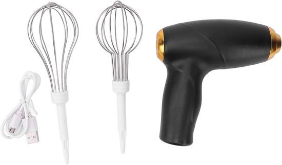 Handmixer Elektrisch - Garde Klopper - Bakken Mixen - Draadloos Oplaadbaar - 17D x 13B x 5H cm - Zwart van Merkloos