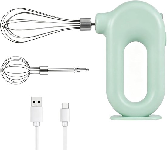 Handmixer Elektrische Handheld Mini Eiklopper 4 Snelheden Verstelbare Mini Handmixer Elektrische Mixer, USB Charing, 1500mAh(Groente)