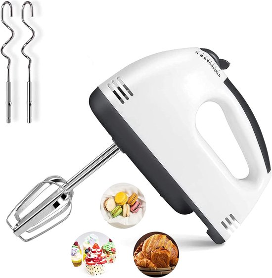Handmixer - Elektrische mixer - Bakken en mixen - 7 snelheden - 16x18cm - Zilver