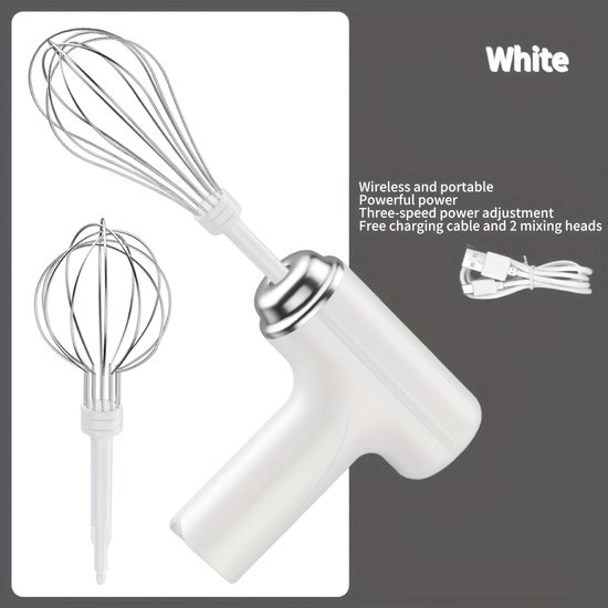 Handmixer en blender - USB oplaadbaar, werkt op batterijen, draagbaar, lichtgewicht, gebruiksvriendelijke handmixer Geschikt voor het bakken van taarten, koekjes en muffins - Perfect Geschikt voor thuisbakkers en professionals van Merkloos