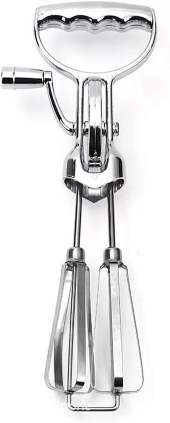 Handmixer Keuken - Beslagklopper Slagroom - Snel Ingrediënten Mengen - Geen Stroom Nodig - Groot Model - Zilverkleurig