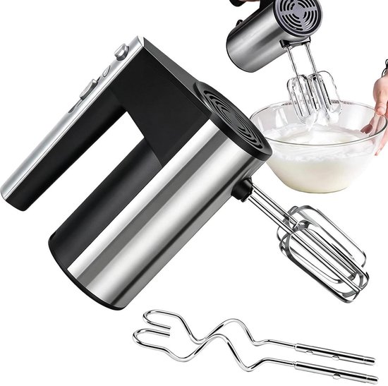 Handmixer Keuken - Elektrische Mixer - Bakken en Koken - Stabiele Snelheidsregeling - 9.5D x 17.5B x 9.5H cm - Zilver