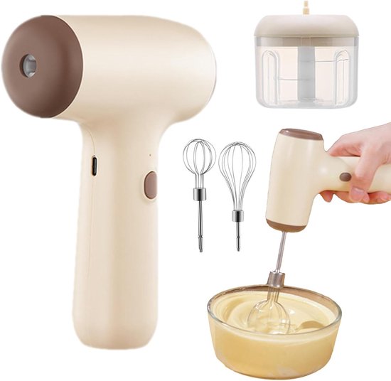 Handmixer - Keukenmixer - Beslag Maken - Dubbele Staaf Agitatie - 8.8 x 19.1 x 8.8 cm - Khaki