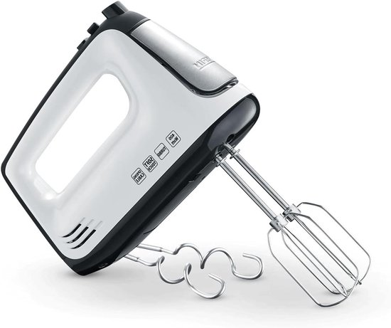 Handmixer - Keukenmixer - Beslag Maken - Flexibel Spiraalkabel - 400 Watt - Wit Zwart