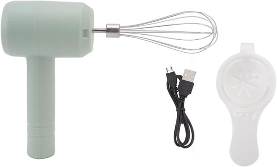 Handmixer - Keukenmixer - Beslag Maken - USB Oplaadbaar - 20 Watt - Lichtcyaan