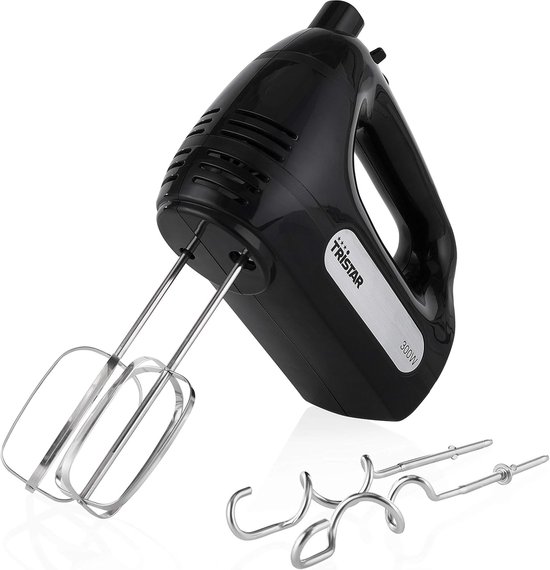 Handmixer - Keukenmixer Beslagmixer - Bakken en Koken - 6 Snelheden Turbofunctie - 300 Watt - Zwart van Merkloos