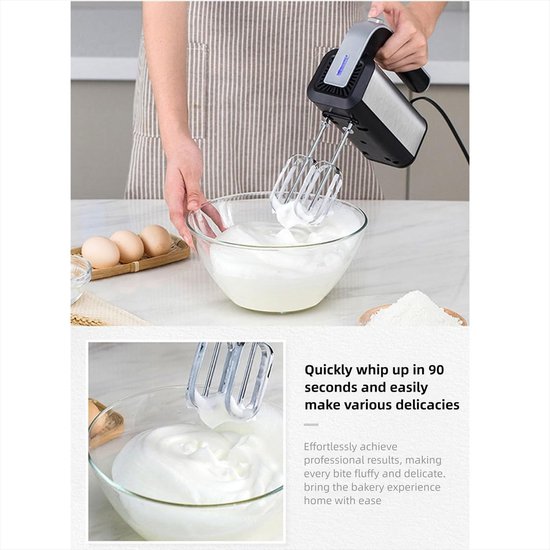Handmixer - Keukenmixer Beslagmixer - Bakken en Koken - Variabele Snelheidsregeling - 21 x 205 x 95 cm - Wit