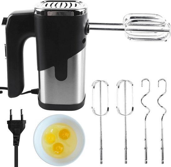 Handmixer - Keukenmixer Elektrisch - Bakken en Koken - Krachtige 800W Motor - 7 Snelheden - Zwart