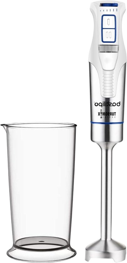 Handmixer - Keukenmixer - Eten Bereiden - Variabele Snelheid - 800 ml Cup - Wit Staal