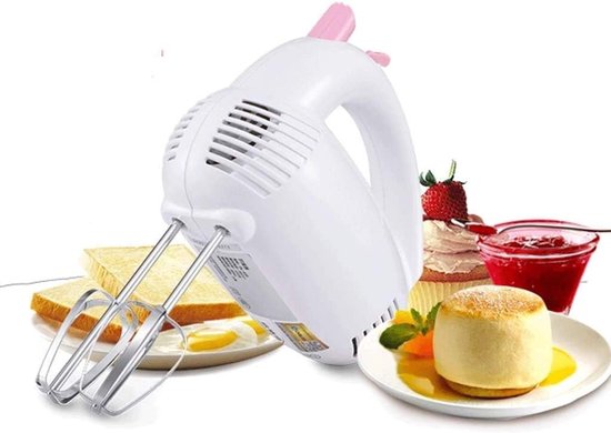 Handmixer - Keukenmixer Klopper - Bakken en Mixen - 5 Snelheden Duimbediening - 200W Motor - Wit