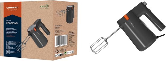 Handmixer - Keukenmixer klopper - Bakken en mixen - 5 snelheden turbo - 425 watt - Grijs terracotta van Merkloos