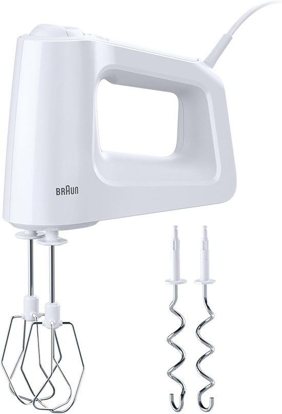 Handmixer - Keukenmixer Klopper - Bakken en Mixen - Krachtige Motor 450W - 5 Snelheden Turbo - Wit van Merkloos