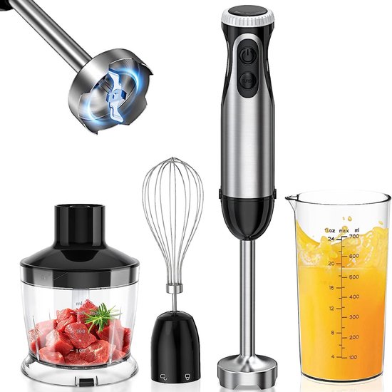 Handmixer - Keukenmixer Met Mengkom - 1000 Watt - Snelheid Regelbaar Met Draaiknop - Met Maatbeker En Garde van Roziaplus
