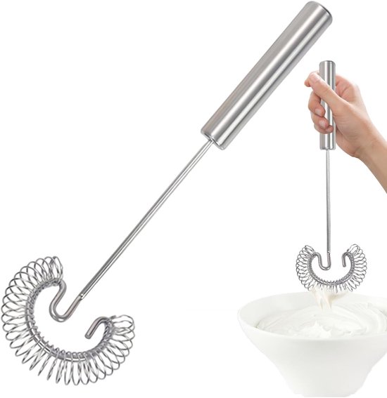 Handmixer - Klopper Garde - Beslag Maken - Versterkt Spiraalontwerp - 27 cm - Zilver