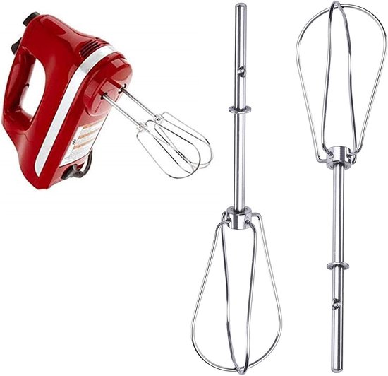 Handmixer kloppers - Mixer hulpstukken - Bakken en mixen - Roestvrij staal - 180 x 34 mm - Meerkleurig