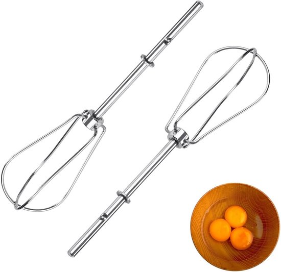 Handmixer Kloppers - Mixer Hulpstukken - Beslag Maken - Roestvrij Staal - 18cm Lengte - Wit van Merkloos