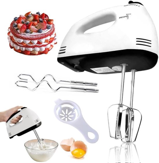 Handmixer met 5 gereedschappen - Gemakkelijk vast te houden mixer voor roomkloppen - Vaatwasmachinebestendig van Merkloos