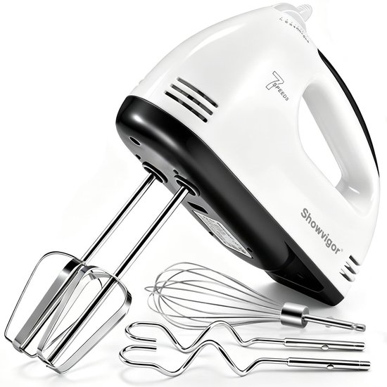 Handmixer met 5 roestvrijstalen accessoires - Wit