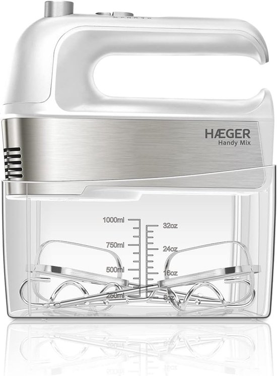 Handmixer met beker - Keukenmixer Kneedmachine - Bakken Mixen - 5 Snelheden - 1 Liter Inhoud - Wit van Merkloos