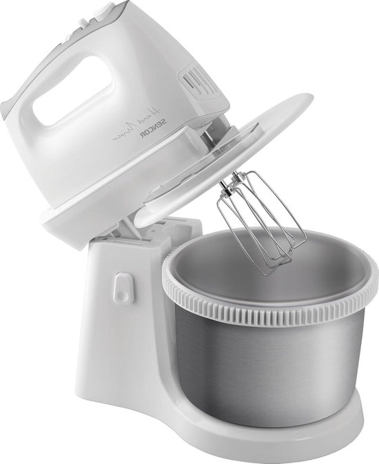 Handmixer met Draaischaal - Keukenmixer Elektrisch - Beslag Maken - 5 Snelheden Turbo - 2.5 Liter - Zilverkleurig