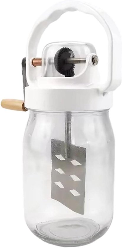 Handmixer met Glazen Container - Keukenmixer Boterdispenser - Zelf Boter Maken - Handmatig Zonder Stroom - 1500 ml - Transparant
