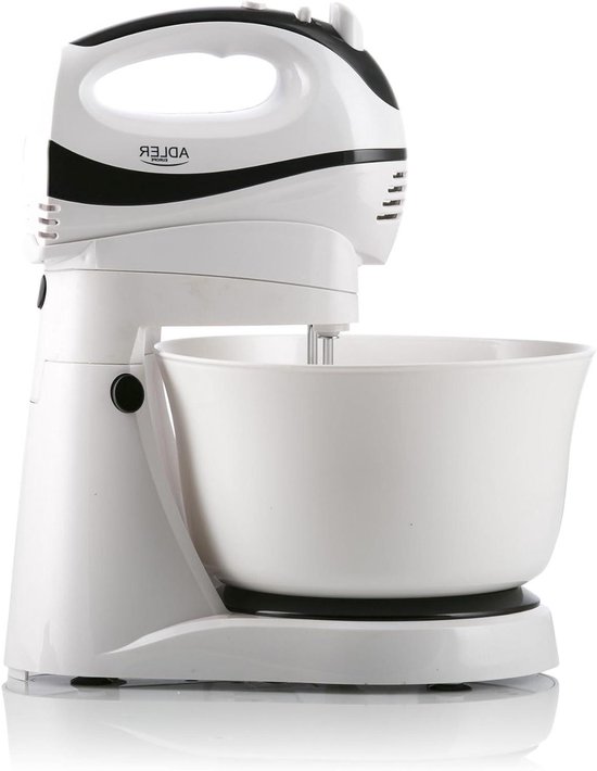 Handmixer met Kom - Keukenmixer - Bakken en Mixen - 5 Snelheden - 3 Liter Kom - Wit