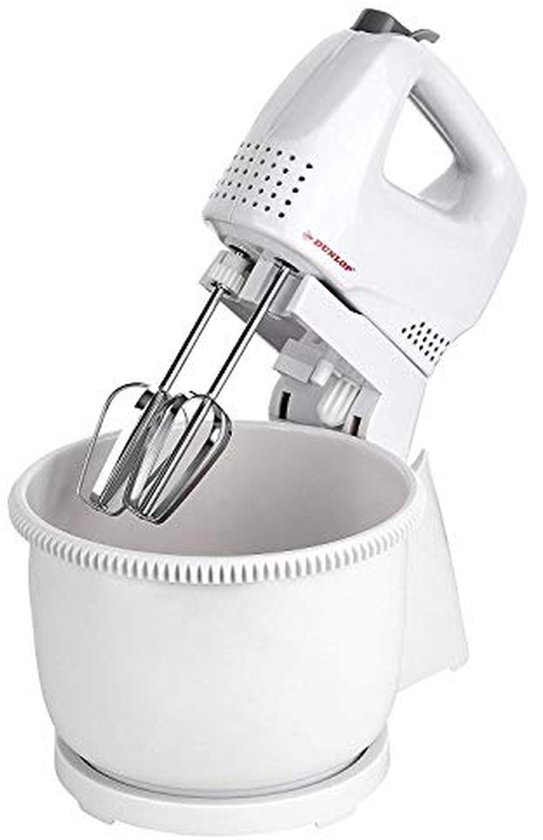 Handmixer met kom - Keukenmixer - Bakken en mixen - Roterende kom - 2.5 Liter - Wit